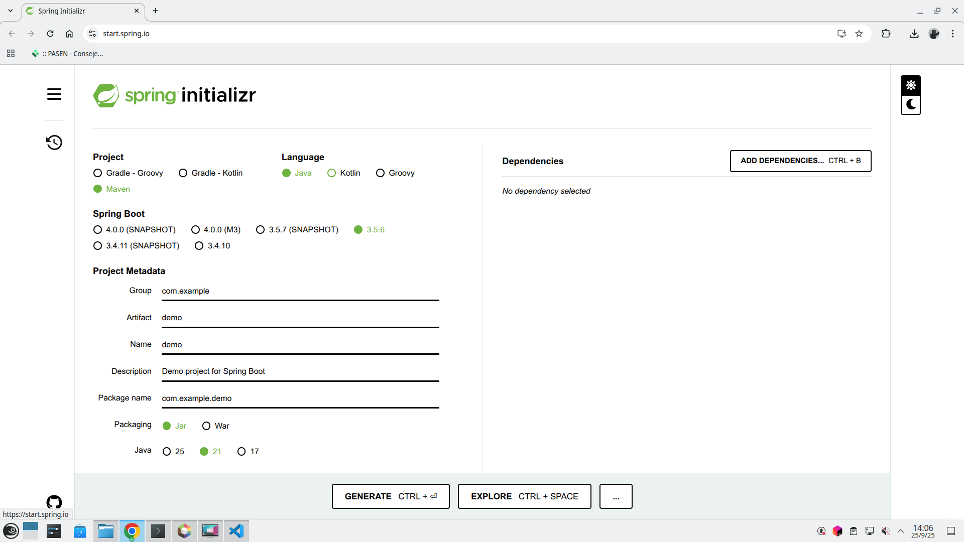Imagen de Spring initializer
